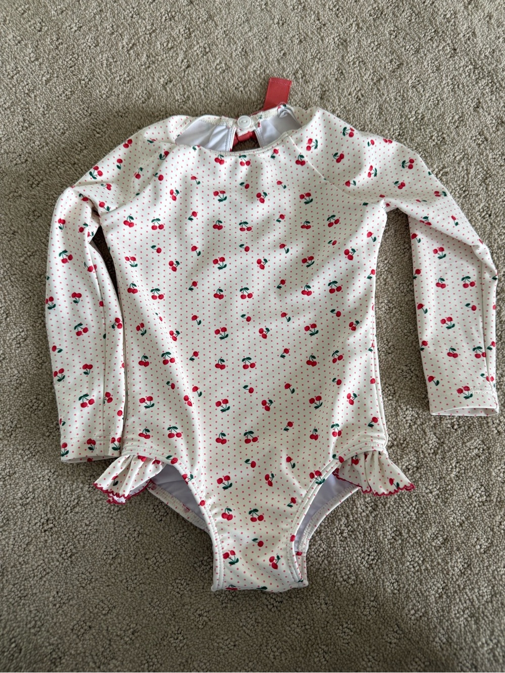 Minnow Swim 2T White Cherry Print Rashguard One-Piece Swimsuit